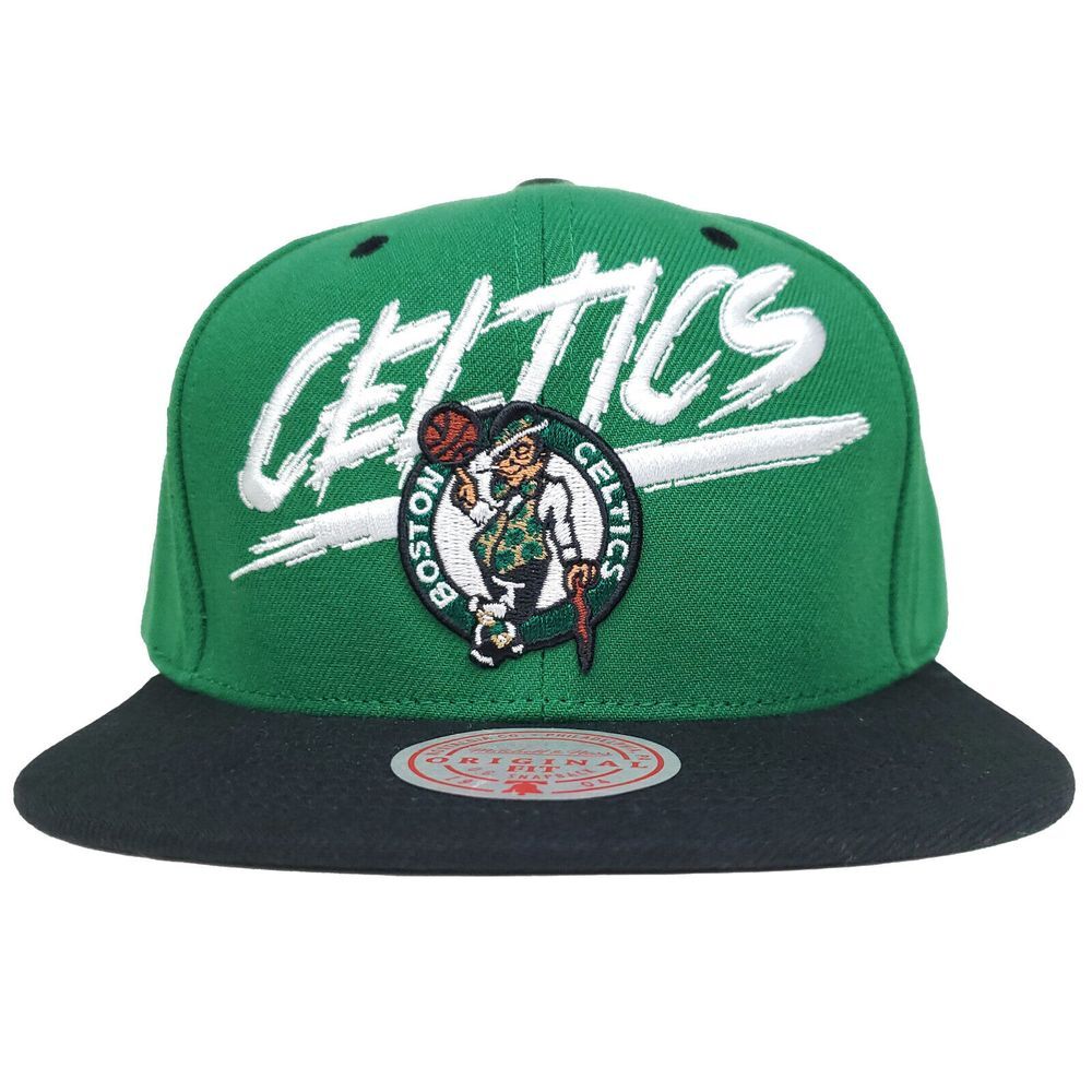 Boston Celtics Mitchell & Ness NBA Snapback Cap Hat 3D Logo Green Black NWT
